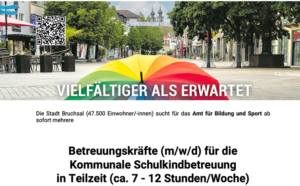 Stellenausschreibung Stadt Bruchsal Schulkindbetreuung (m/w/d) in Teilzeit